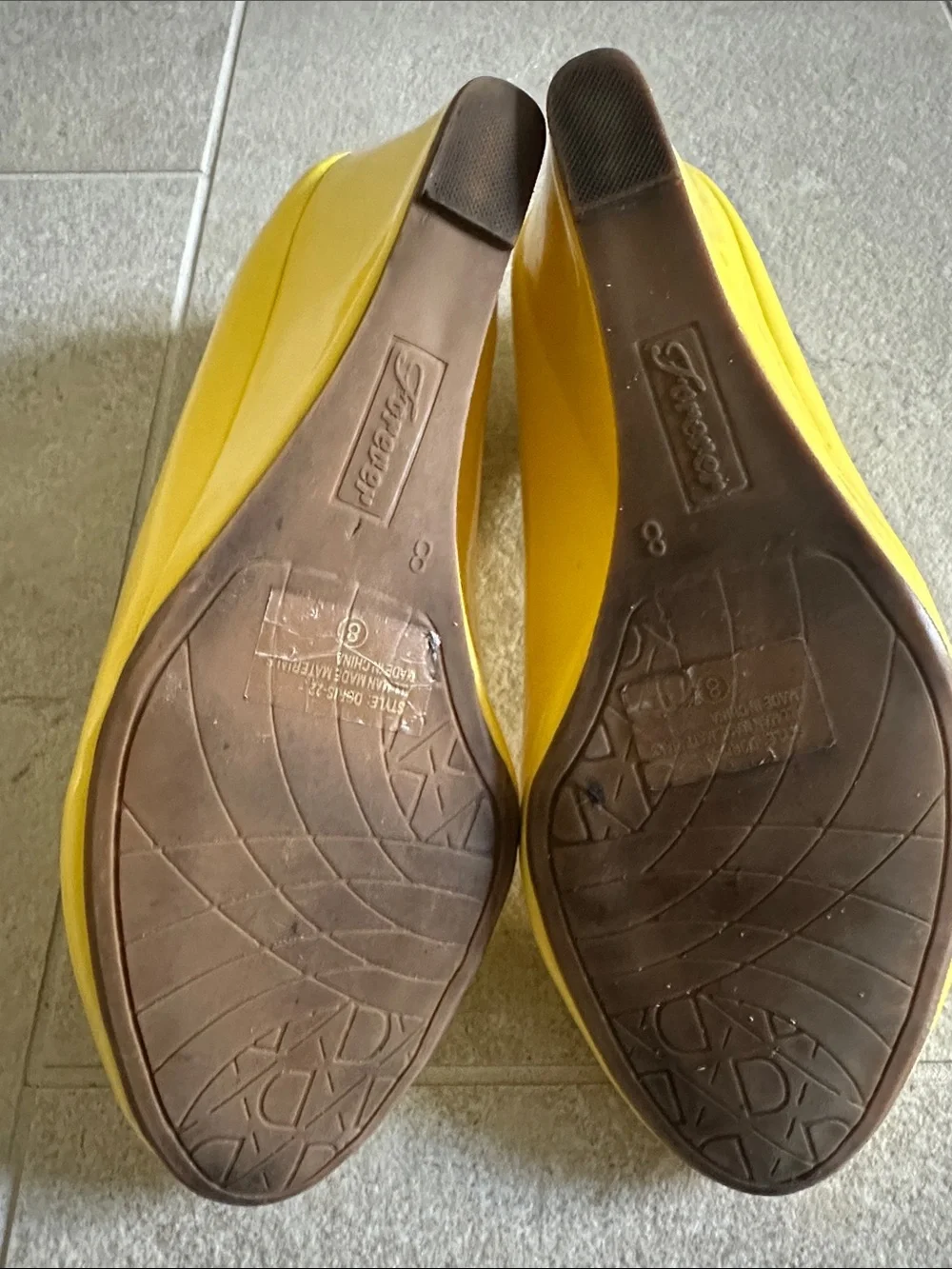 Forever 21 Yellow Patent Wedge Pumps